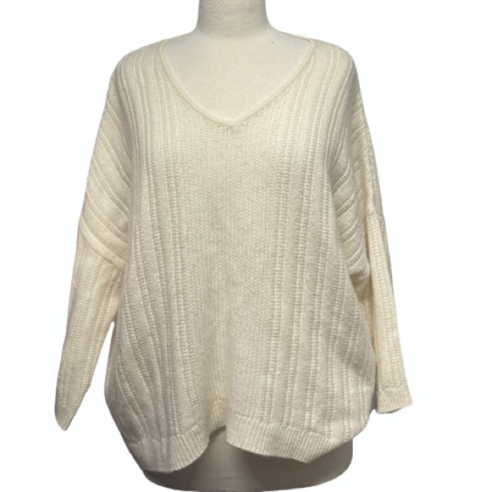 Repeat Cashmere Cream Oversized Knit Sweater View 2